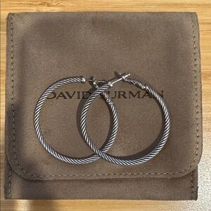 David Yurman sterling silver cable hoop earrings 1.5” inner diameter.  No flaws